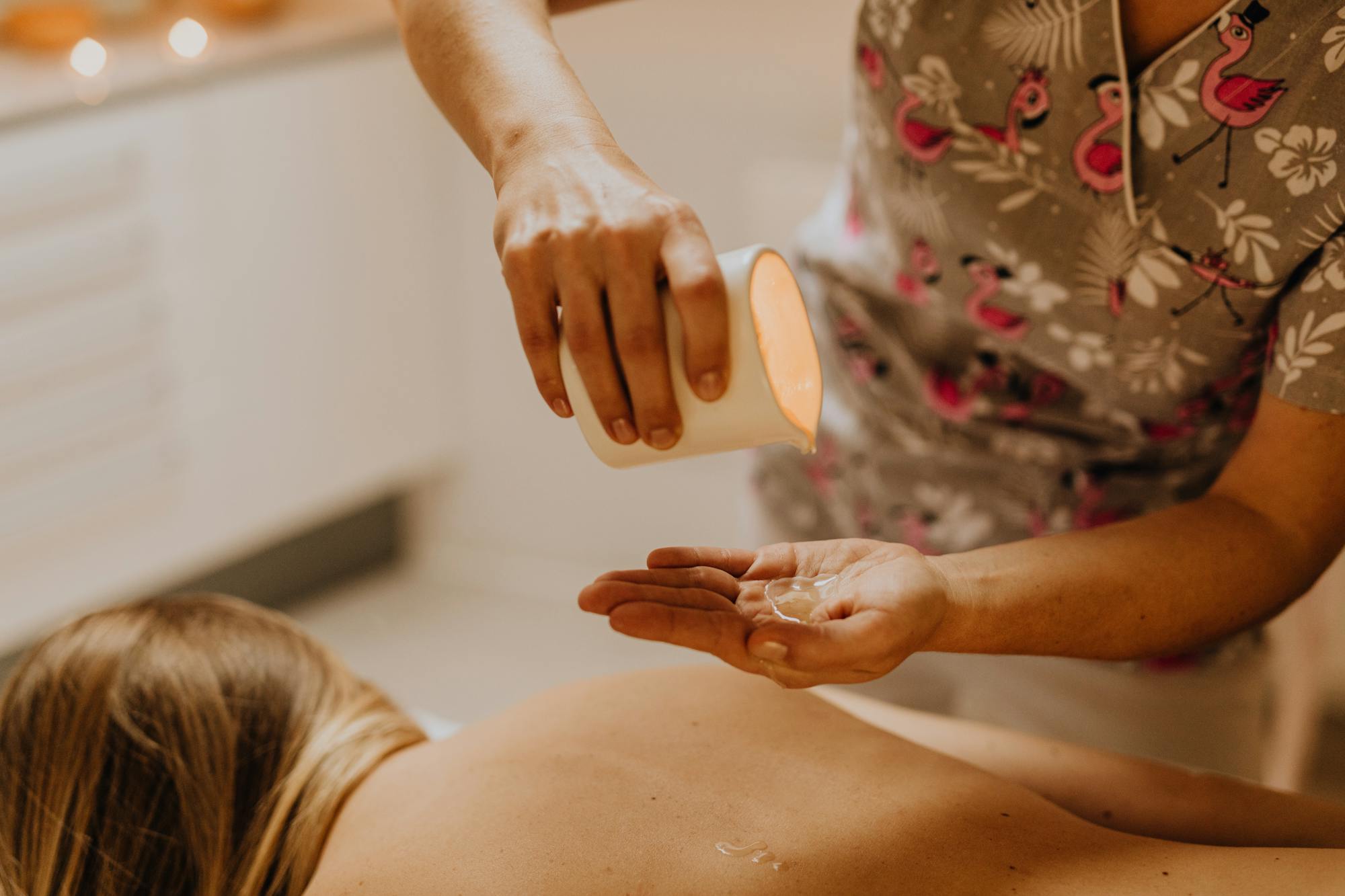 Massage oil prepared for aromatherapy treatment